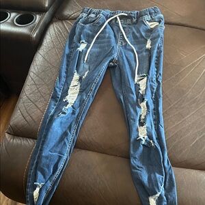 SHEIN Kids Blue Distressed Jeans